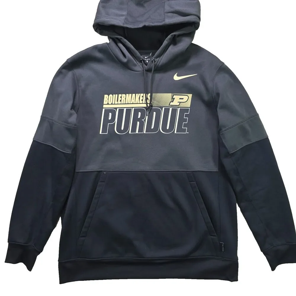 Purdue Boilermakers Hoodie Men's L Gray Black Nike On Field Sweatshirt NCAA